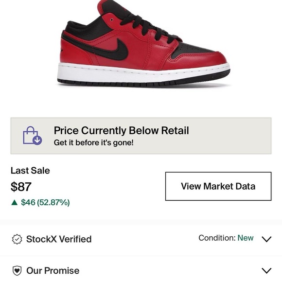 Red air Jordan low 1s - Picture 6 of 6